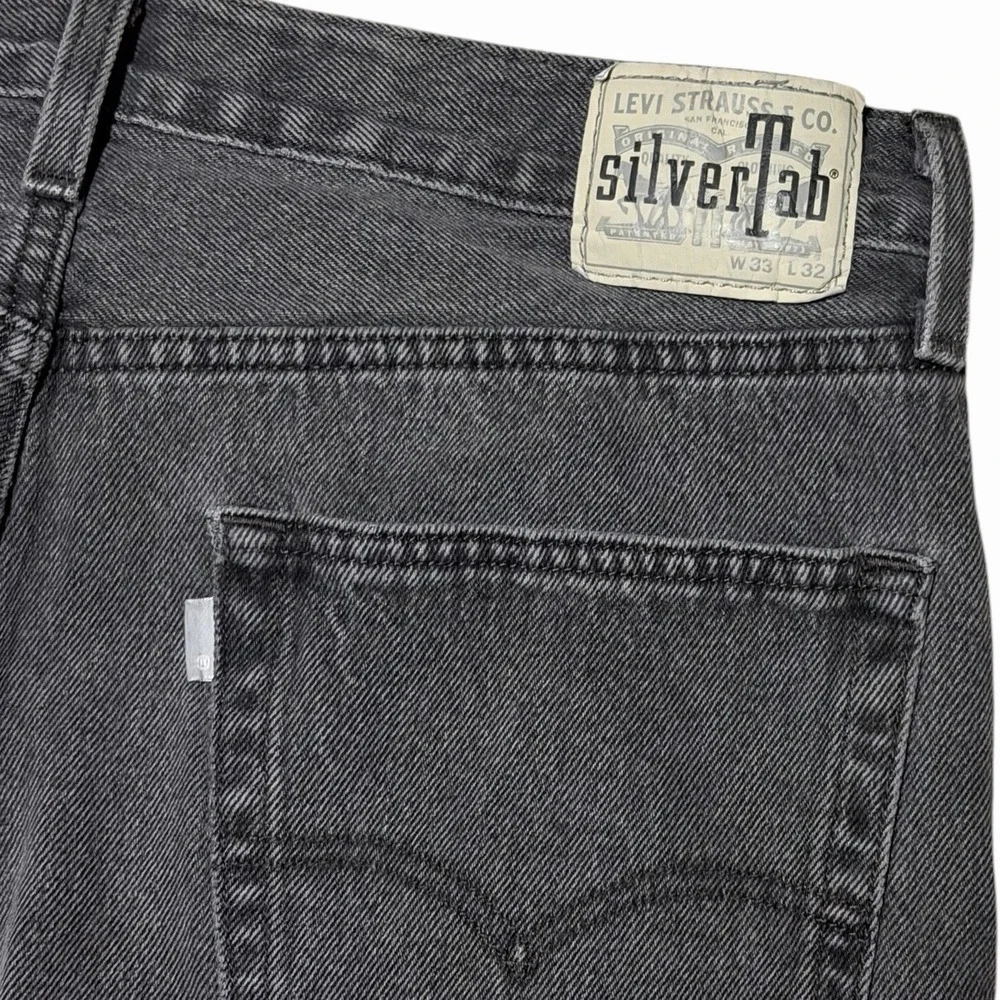 Levi's SilverTab Loose Jeans Black Gray Baggy Fit 90s Y2K Skater Style 33x32